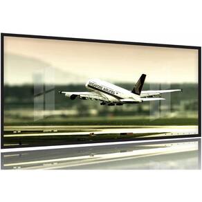 Quadro Paisagem Avião Decolando 130x60 Moldura Preta 2x2