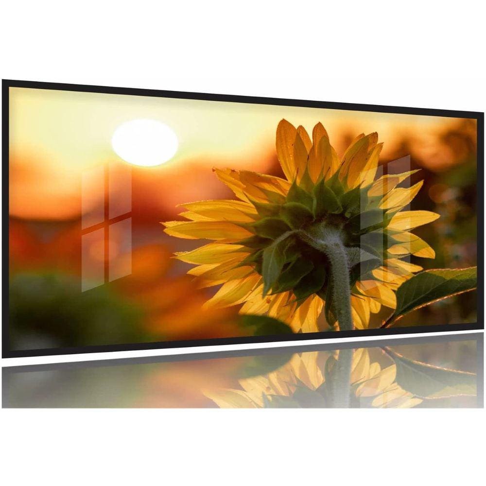 Quadro Paisagem Flor Girassol E Pôr Do Sol Natureza 130x60 Moldura Preta 2x2