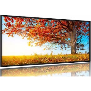 Quadro Decorativo Outono Árvore Céu Azul 130x60 Moldura Preta 2x2