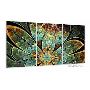 Quadro Flor Vitral Decorativo Tela Em Tecido 3 Peças