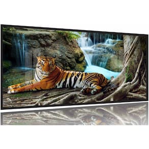 Quadros Decorativos Tigre Cachoeira Hd 130x60 Moldura Preta 2x2