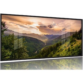 Quadro Decorativo Montanha Raios Solares 130x60 Moldura Preta 2x2