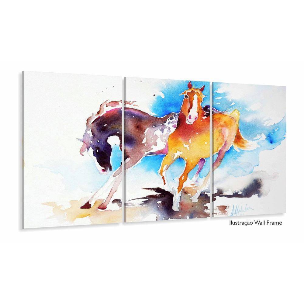 Quadro Cavalos Abstratos Sala Quarto Escritório Em Tecido 12