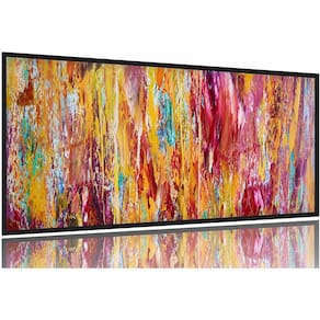 Quadro Abstrato Colorido Artístico Escritório 130x60 Moldura Preta 2x2