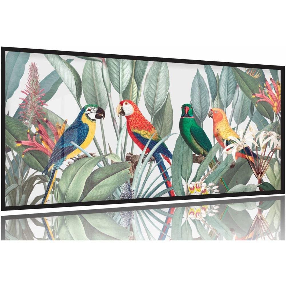 Quadro Decorativo Passaros Pintura Sala Quarto 130x60 Moldura Preta 2x2