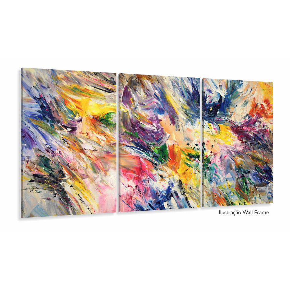 Quadro Abstrato Colorful Sala Escritórios Em Tecido 3 Peças