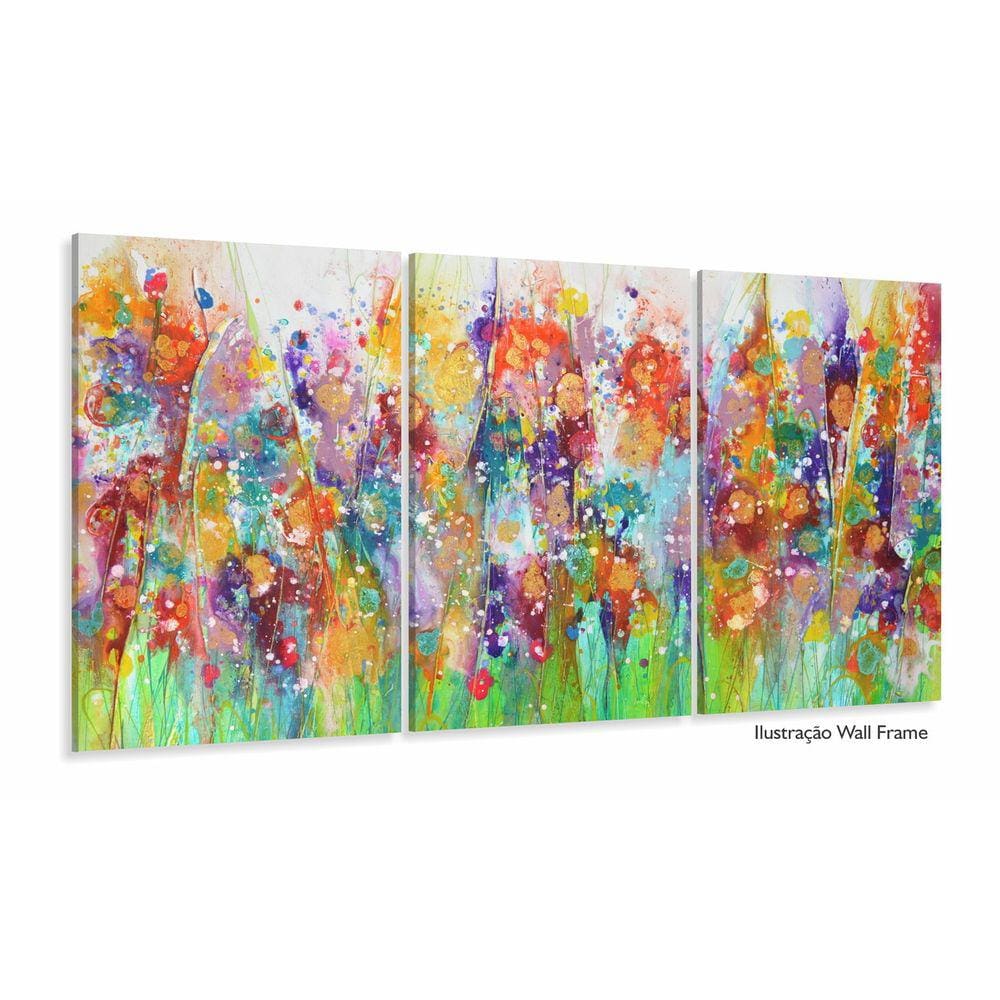 Quadro Decorativo Colorido Flores Abstrato 120x60 3 pçs