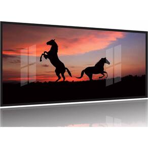 Quadro 2 Cavalos Por do Sol 130x60 Moldura Preta 2x2