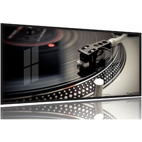 Quadro Decorativo Toca Disco m01 130x60 Moldura Preta 2x2