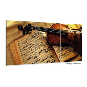 Quadro Decorativo Violino Sala Mosaico Em Tecido 120x60