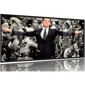 Quadro Decorativo O Lobo de Wall Street 130x60 Moldura Preta 2x2