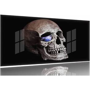 Quadros Decorativos Cranio Rock Caveira Quarto 130x60 Moldura Preta 2x2