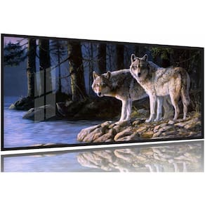 Quadro Decorativo Paisagem Lobos Escritório130x60 Moldura Preta 2x2