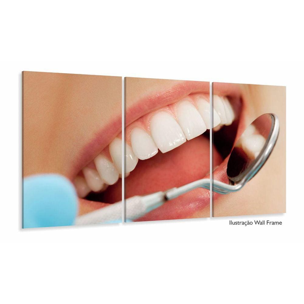 Quadro Em Tecido Odontologia Decorativo Sorriso Espelho 3 pe