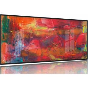 Quadro Decorativo Abstrato Vermelho 130x60 Moldura Preta 2x2