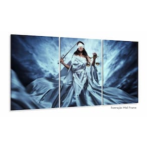 Quadro Escritório Advocacia Deusa Justiça Azul 120x60 3 peça