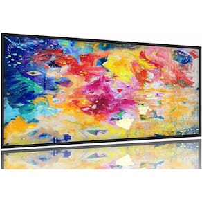 Quadro Abstrato Moderno Colorido sala quarto 130x60 Moldura Preta 2x2