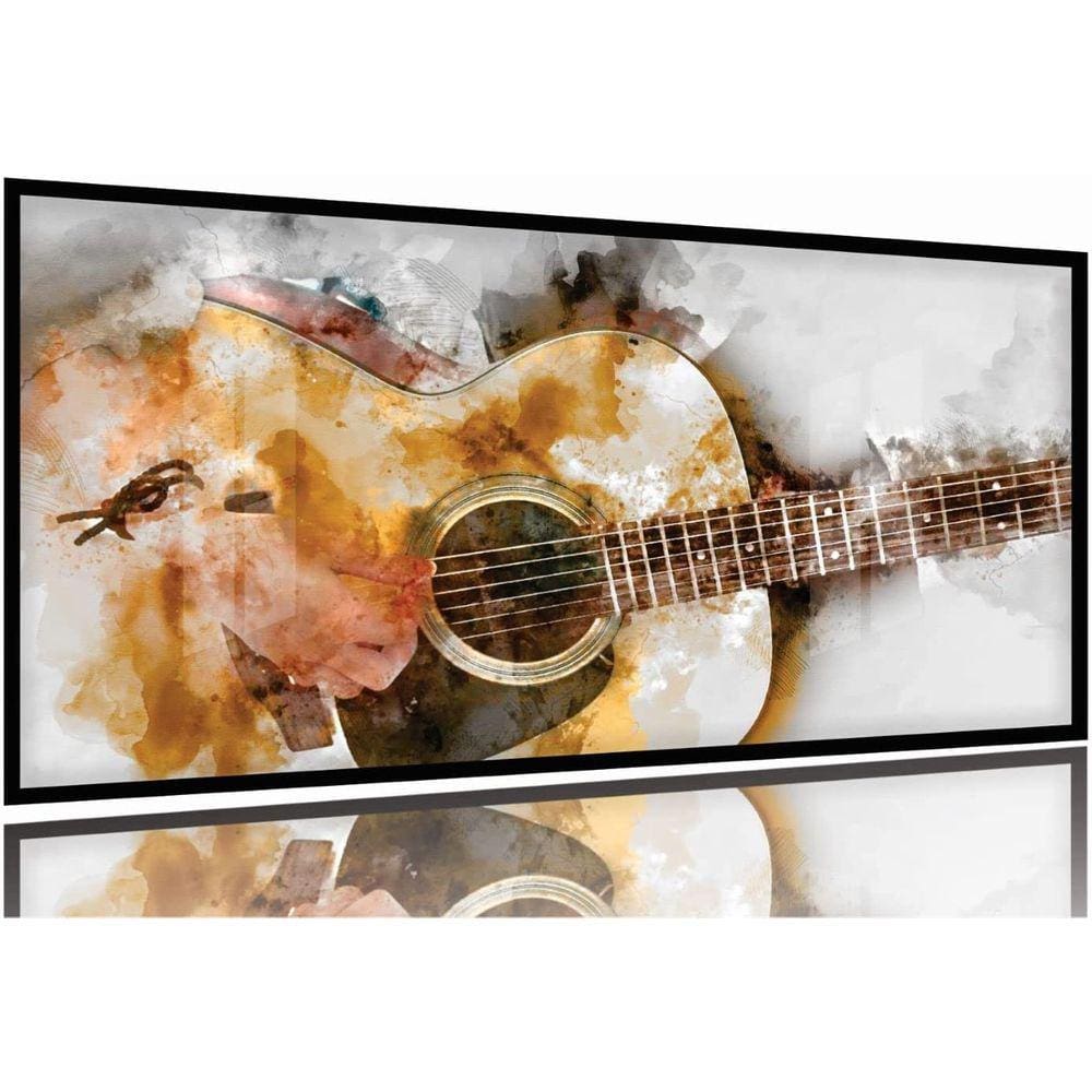 Quadro Decorativo Sala Quarto Violão 130x60 Moldura Preta 2x2