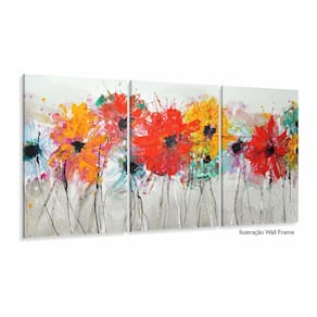 Quadro Decorativo Flores Abstrato Mosaico 120x60 sala quarto