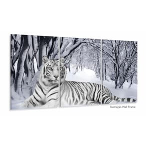 Quadro Decorativo Tigre Branco Animais Com Tela Em Tecido 12