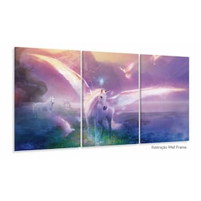 Quadro Decorativo Unicórnio Asas 120x60 Sala Quarto