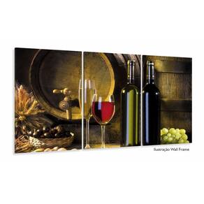 Quadro Decorativo Vinho Torneira Barril 3 Peças 120x60 em te