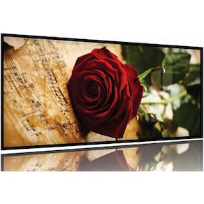 Quadro Decorativo Rosa Vermelha Música 130x60 Moldura Preta 2x2