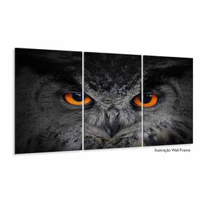 Quadro Decorativo Coruja 3 partes 120x60 em tecido
