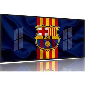 Quadro Decorativo Barcelona Futebol 130x60 Moldura Preta 2x2