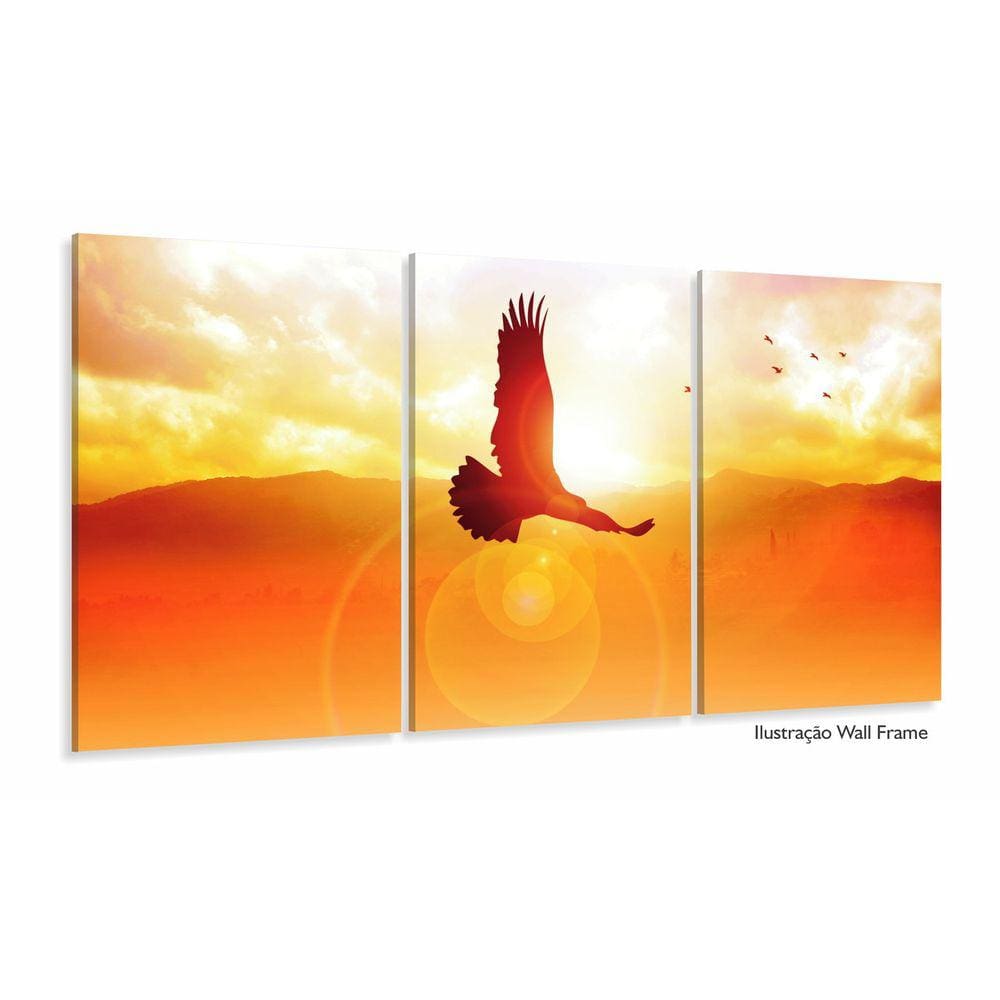 Quadro Decorativo Águia Horizonte 120x60 mosaico 3 peças em