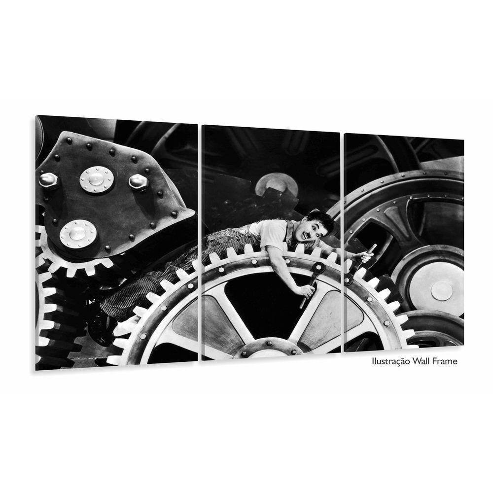 Quadro Decorativo Charlie Chaplin 3 peças 120x60 cm em tecid