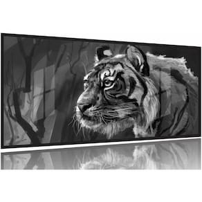 Quadro Decorativo Tigre Artístico 130x60 Moldura Preta 2x2