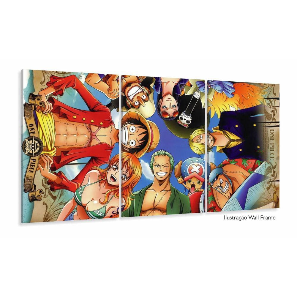Quadros Decorativos One Piece 120x60 3 peças em Tecido Sala
