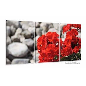 Quadros Decorativos Flores Vermelha Sala Em Tecido120x60 3