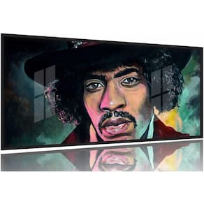 Quadro Jimi Hendrix Moderno 130x60 Moldura Preta 2x2