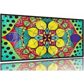 Quadro decorativo Mandala Colorido Mosaico 130x60 Moldura Preta 2x2