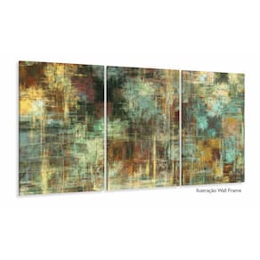 Quadro Decorativo Abstrato Madeirado 120x60 3 peças sala qu