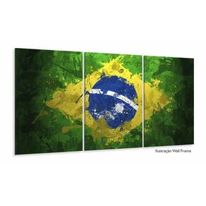 Quadro Arte Bandeira Do Brasil Mosaico 3 peças 120x60 cm