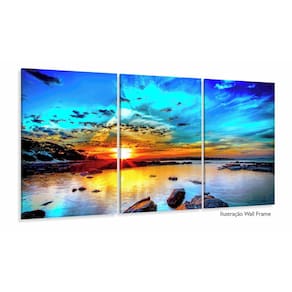 Quadro Decorativo Praia Mar 3 partes 120x60 em tecido