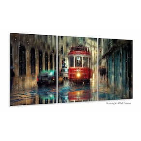 Quadro Decorativo Pintura Bonde 120x60cm 3 peças em tecido