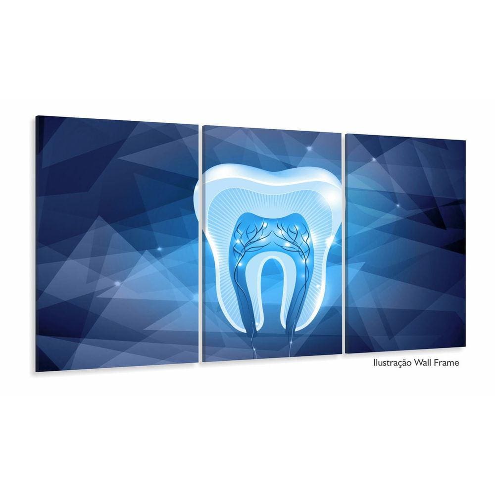 Quadro Odontologia Dentista Dente Estilizado Azul 120x60 3 p