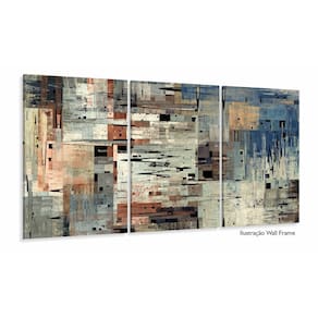 Quadro Decorativo Abstrato Mosaico sala quarto 3 pçs 120x60