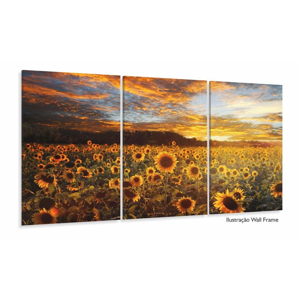 Quadro Campo de Flores Pôr do Sol Girassol Mosaico 120x60 mo