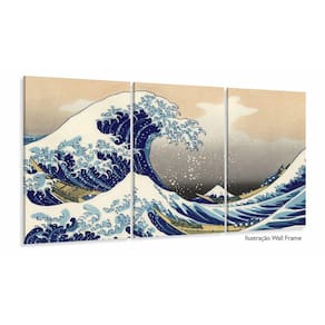 Quadro Hokusai A Grande Onda de Kanagawa Mosaico 3 peças 125