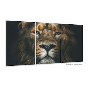 Quadro Leão Selvagem Mosaico Para Sala Quarto 3 Peças