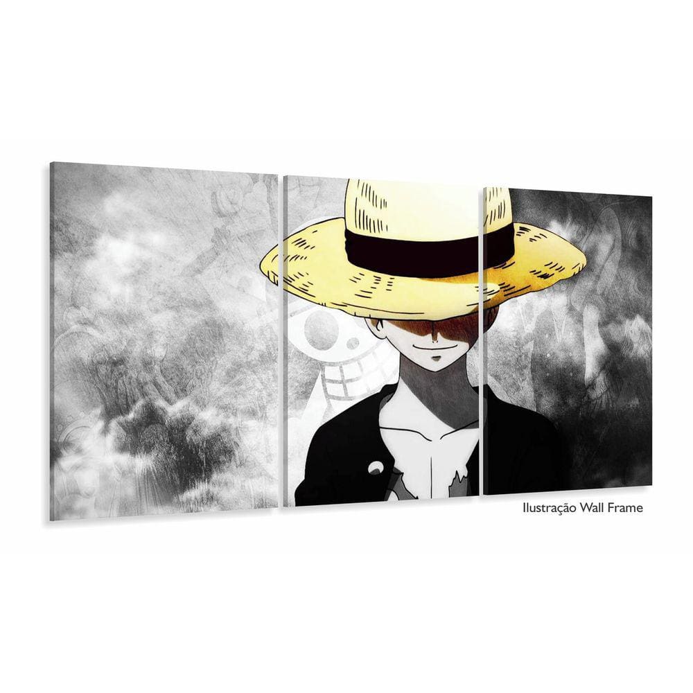 Quadro decorativo One Piece Mosaico Luffy 120x60 3 peças