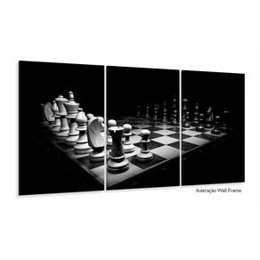 Quadro Decorativo Jogo De Xadrez 120x60 3 peças