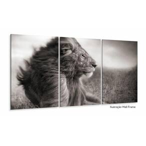 Quadro decorativo Leão Juba Mosaico em Preto e Branco