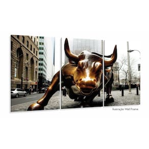 Quadro Decorativo Moderno Touro De Wall Street 120x60 cm