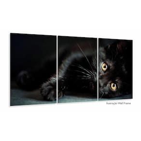 Quadros Decorativos Gato Preto 120x60 3 peças em Tecido